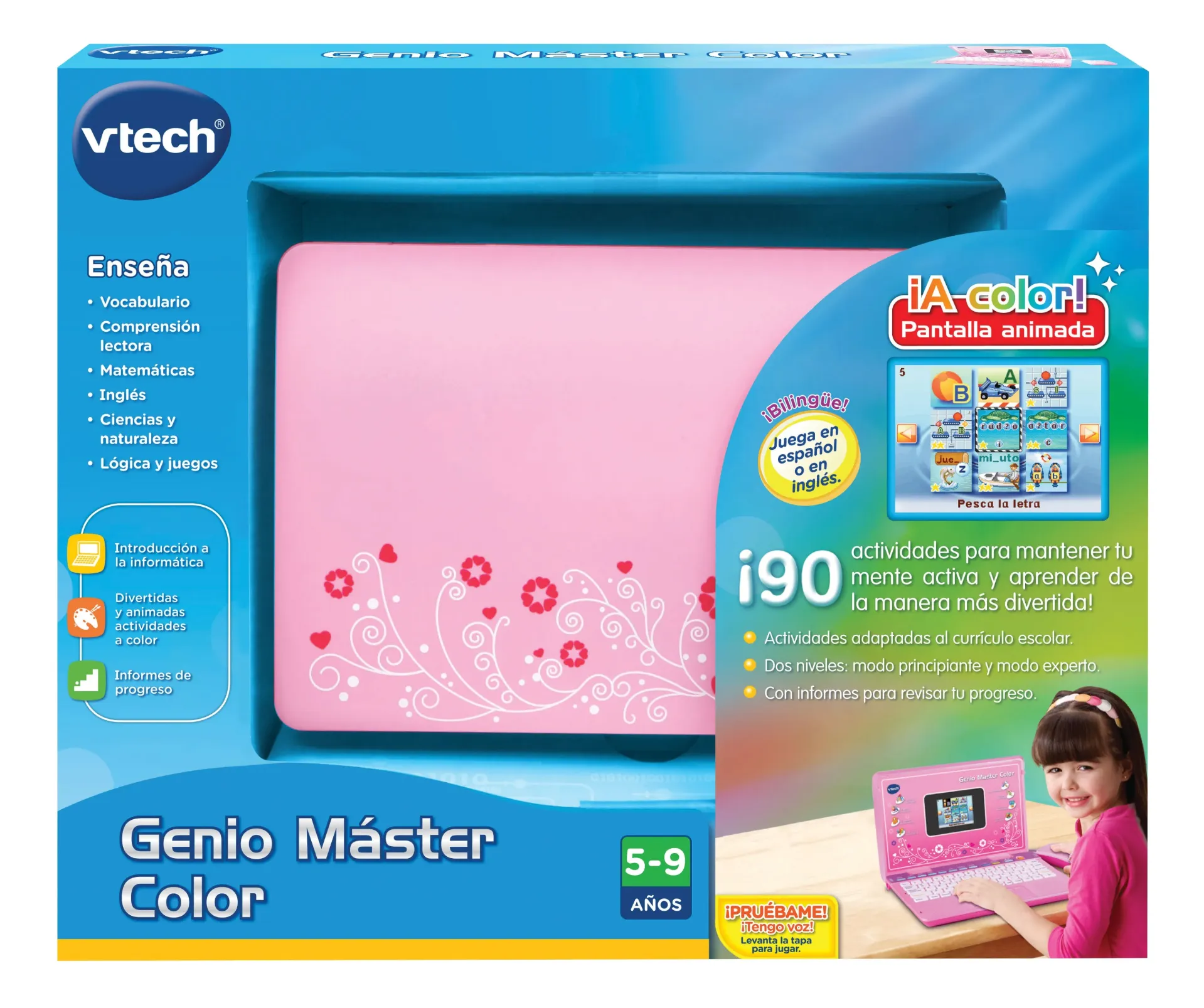 Genio Máster Color bilingüe rosa Ordenador infantil bilingüe