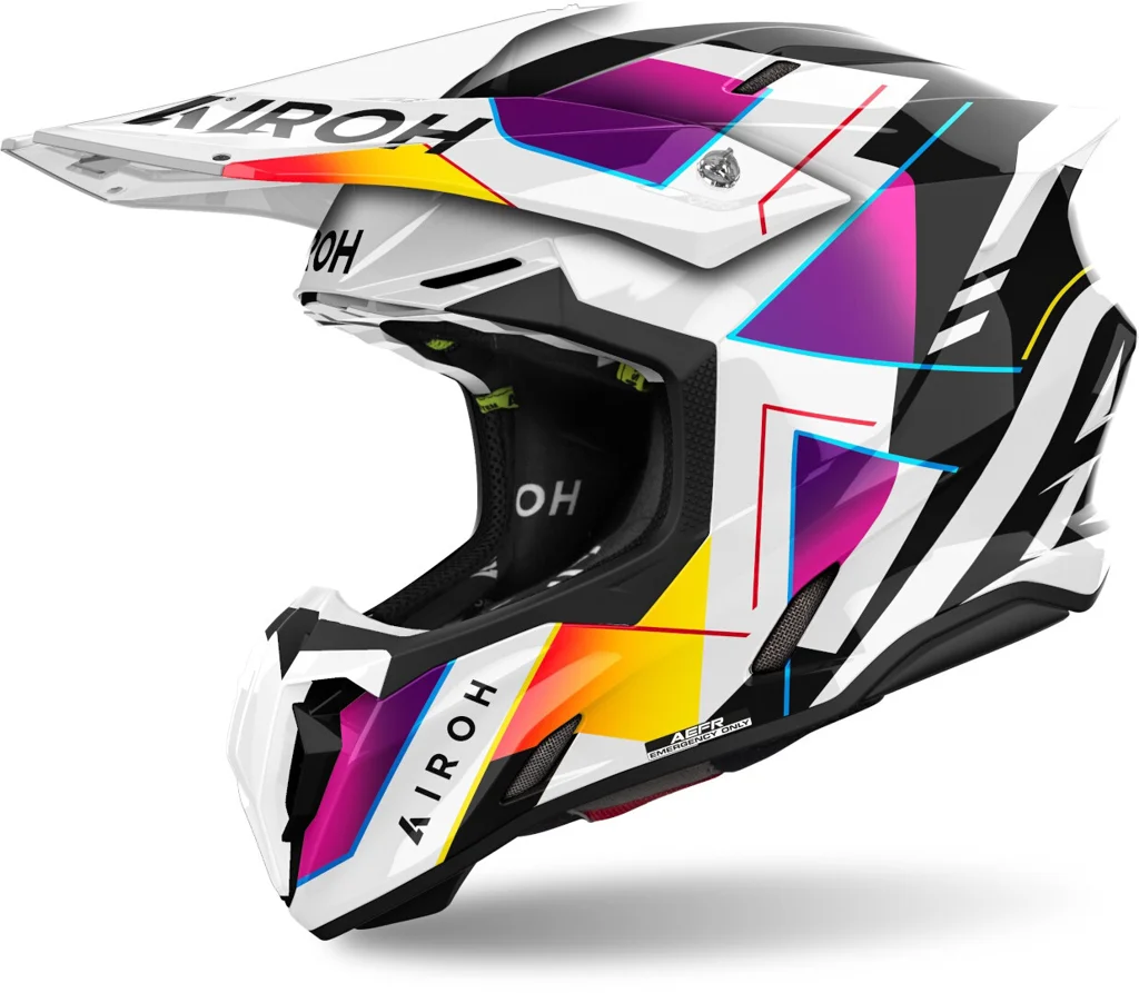 Casco Airoh Twist 3 Rainbow, Motocross, Blanco/Negro/Rosa/Amarillo, Talla: L