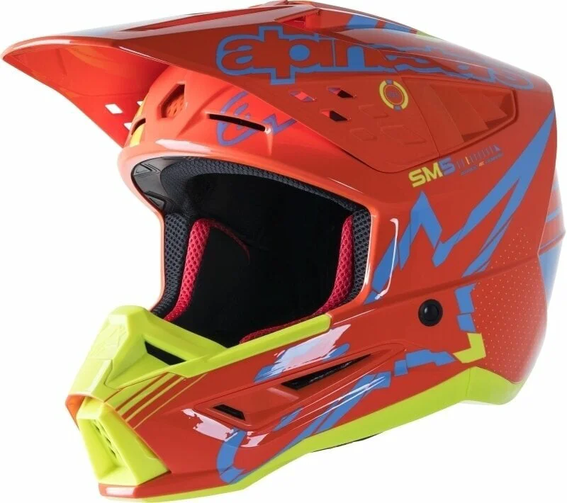 Alpinestars S-M5 Action Helmet Taronja Fluorescent/Cià/ Groc Fluorescent/ Brillant S Casco