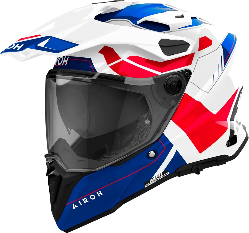 Casco Airoh Commander 2 Revelación Casco de Motocross, Blanco-Rojo-Azul, Talla XL 
