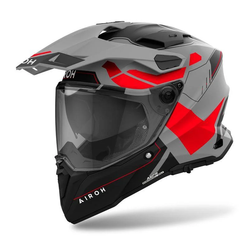 Casco Airoh Commander 2 Revelación, Color: Gris Mate/Negro/Rojo Neón, Talla: XL