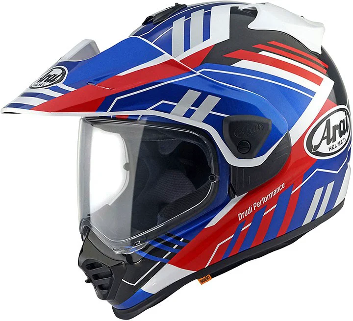 Casco Arai Tour-X5 Trail Motocross, Blanco-rojo-azul, Talla M 