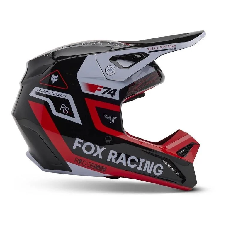 Casco de Motocross FOX V1 Race Spec MIPS Negro-blanco-rojo, Talla YOUNG M