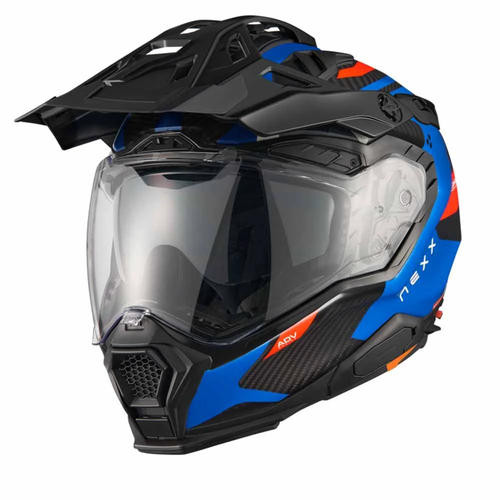 Casco Nexx X.WED3 Pro Keyo, Casco de Aventura, Color: Azul Mate/Rojo, Talla: L