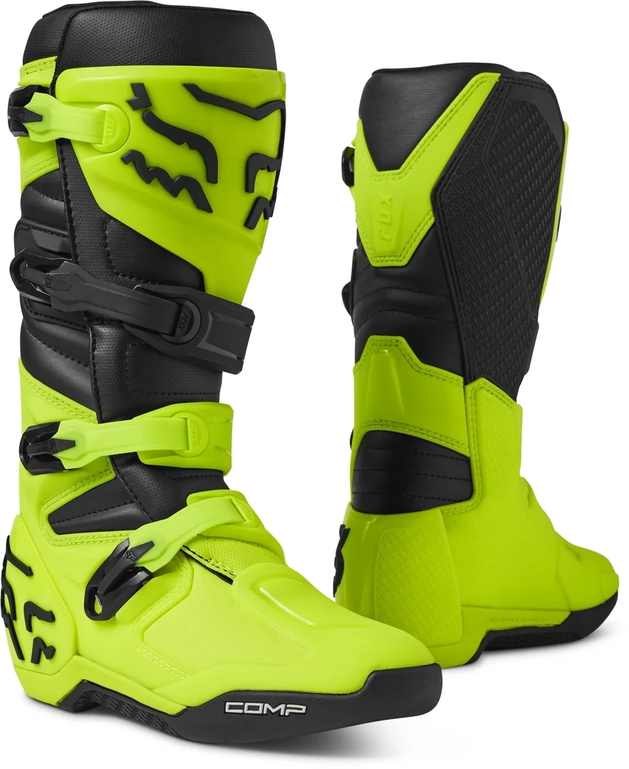 Botas FOX Comp Motocross, Negro-Amarillo, Talla 43 